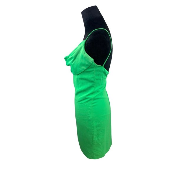 A.J. Bari Neiman Marcus Retro 80-90’s Green Mini Dress Ruffled Scoop Neck SZ10 - Picture 3 of 11